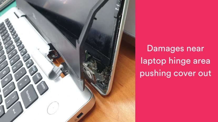 Damaged hinge laptop pushing front cover out Damaged hinge laptop pushing front cover out