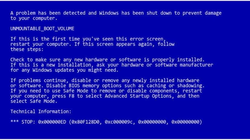 Blue screen of death error in Windows