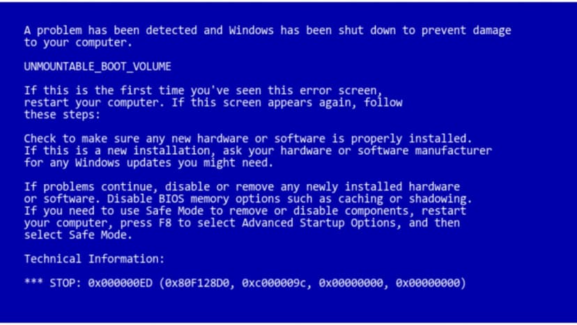 Blue screen of death error in Windows Blue screen of death error in Windows
