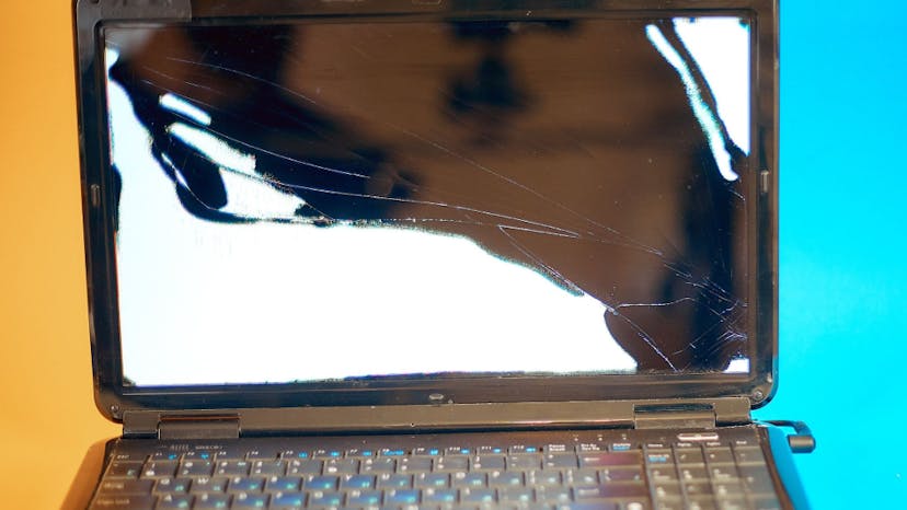 Broken laptop screen. Image is shattered or distorted. Typically caused by ... You?