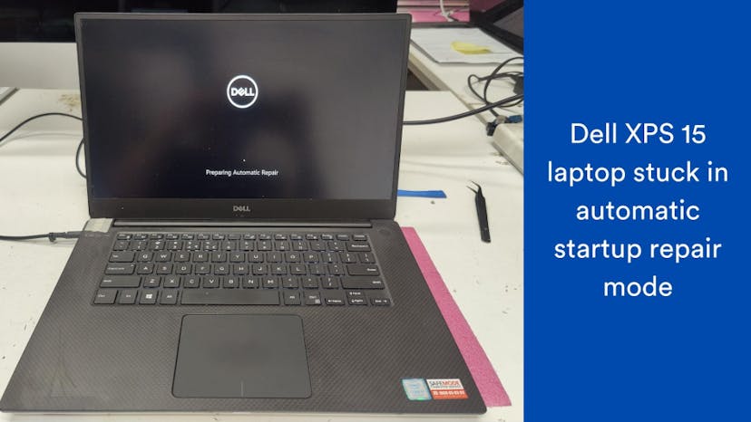 Dell XPS 15 laptop shows preparing automatic repair message